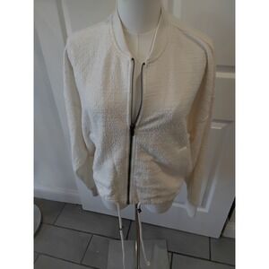 Steve Madden Womens White Textured Boucle Zip Up‎ Bomber Jacket XS BN12908R